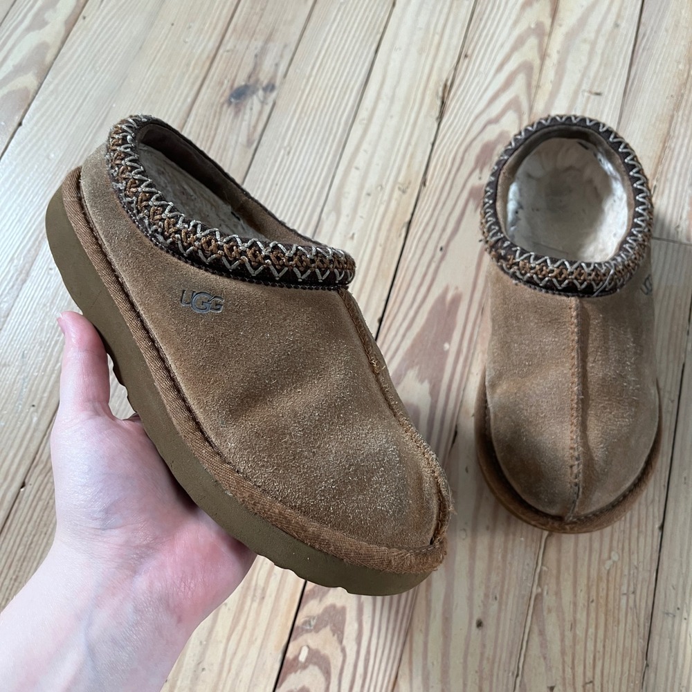UGG Tasman Slipper Women 6 Chestnut Suede Sheepskin Braid Clog 5955 comfort